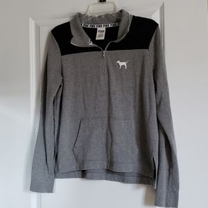 VS PINK grey quarter zip tops